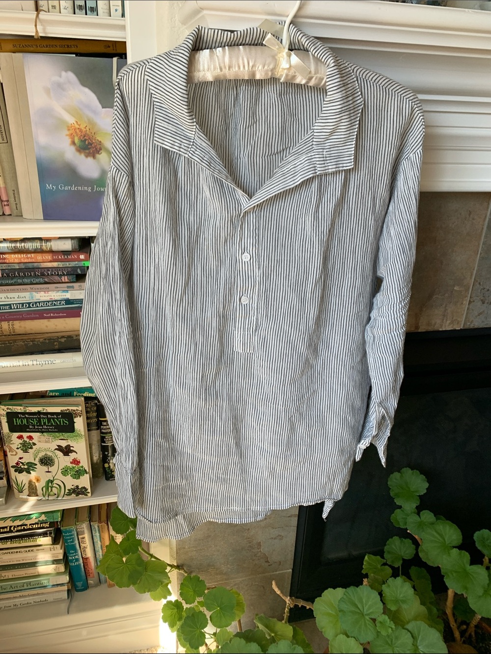 Fate Gray & White Striped Tunic Shirt